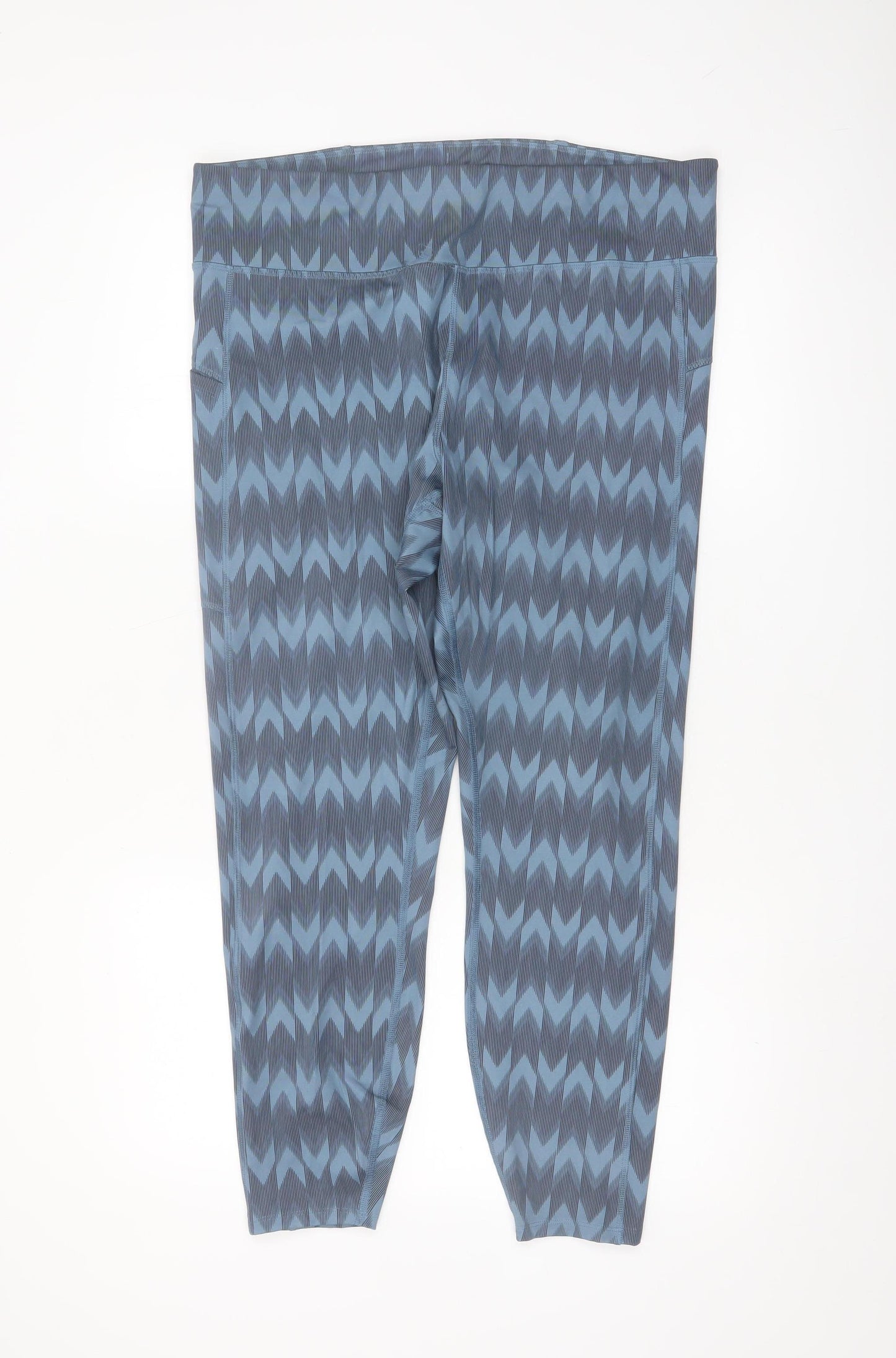 Marks and Spencer Women Blue Patterned Goodmove Leggings Size 18