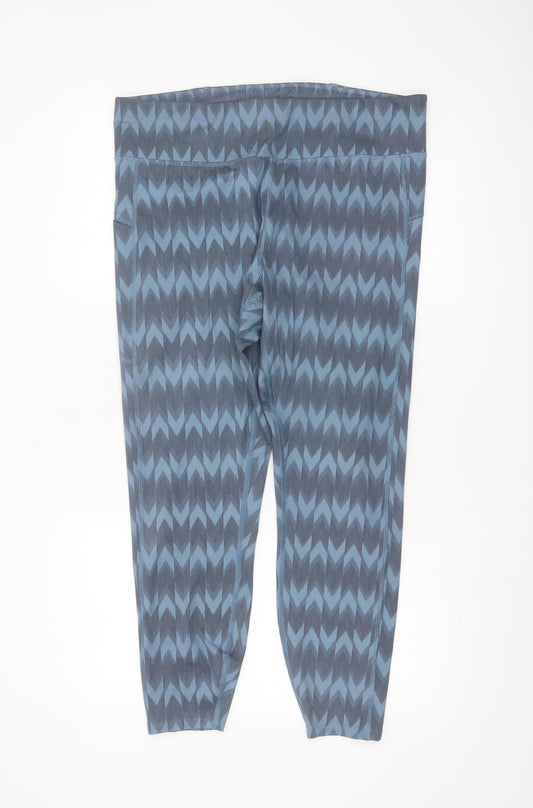 Marks and Spencer Women Blue Patterned Goodmove Leggings Size 18