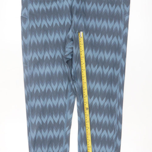 Marks and Spencer Women Blue Patterned Goodmove Leggings Size 18