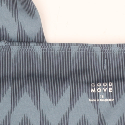 Marks and Spencer Women Blue Patterned Goodmove Leggings Size 18