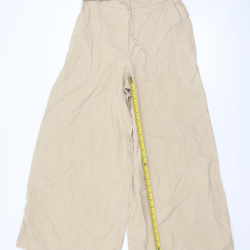Marks and Spencer Women Beige Wide-Leg Lyocell Trousers Size 10