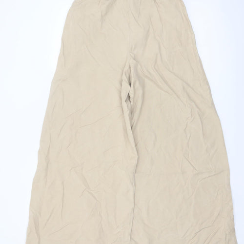 Marks and Spencer Women Beige Wide-Leg Lyocell Trousers Size 10