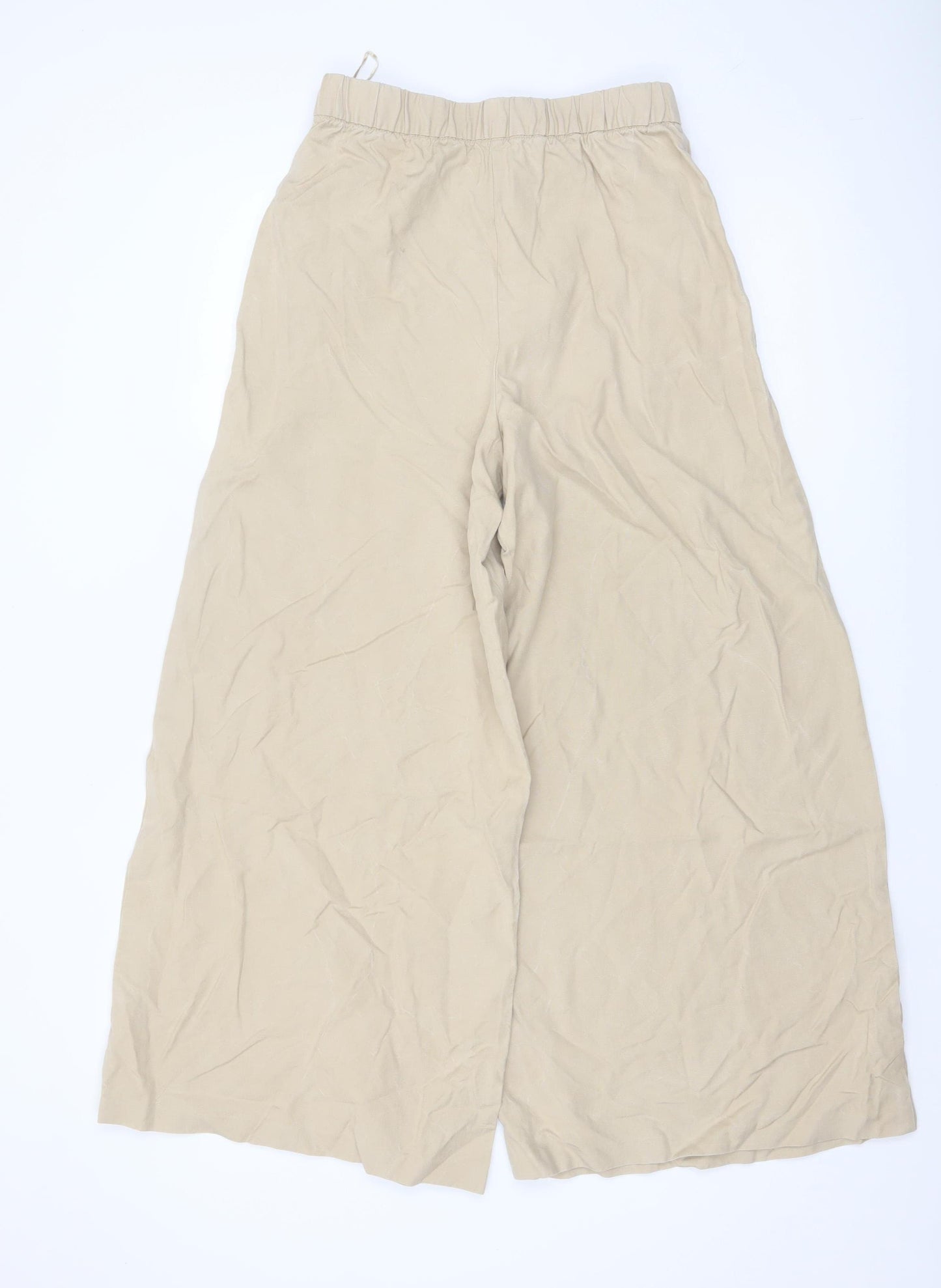 Marks and Spencer Women Beige Wide-Leg Lyocell Trousers Size 10