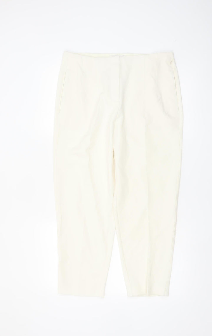 Marks and Spencer Women’s Ivory Tapered Trousers Size 14 Short