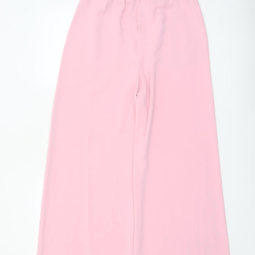 Marks and Spencer Women’s Pink Wide-Leg Crepe Trousers Size 10 Long