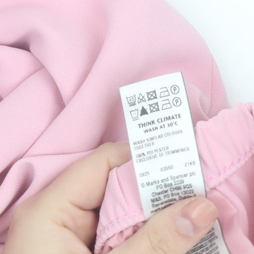 Marks and Spencer Women’s Pink Wide-Leg Crepe Trousers Size 10 Long