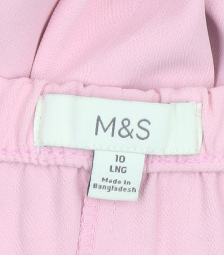 Marks and Spencer Women’s Pink Wide-Leg Crepe Trousers Size 10 Long