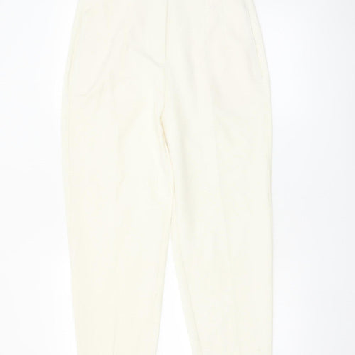 Marks and Spencer Women Ivory Regular Fit Tapered Trousers Size 10