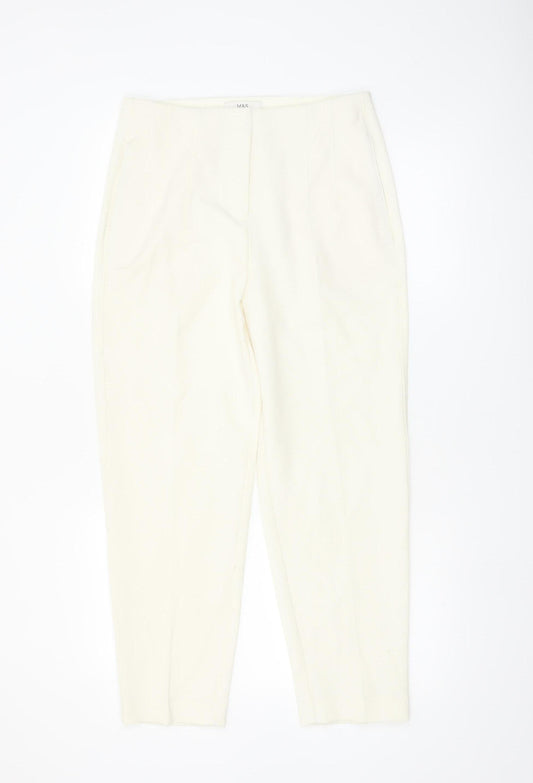 Marks and Spencer Women Ivory Regular Fit Tapered Trousers Size 10