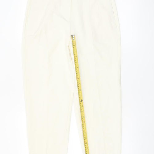 Marks and Spencer Women Ivory Regular Fit Tapered Trousers Size 10