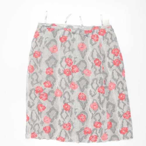 Bianca Womens Grey Animal Floral Print Viscose Skirt Size 16