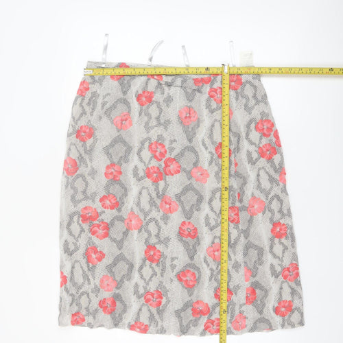 Bianca Womens Grey Animal Floral Print Viscose Skirt Size 16