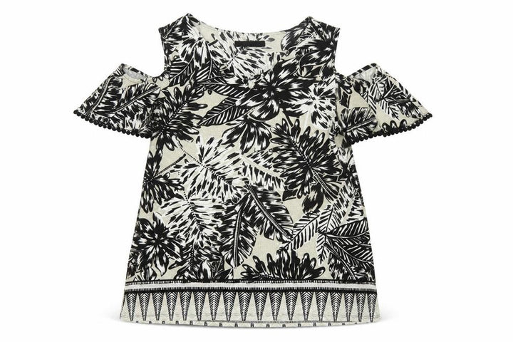 Wallis Womens Black Floral Cold Shoulder Tunic Blouse UK 12