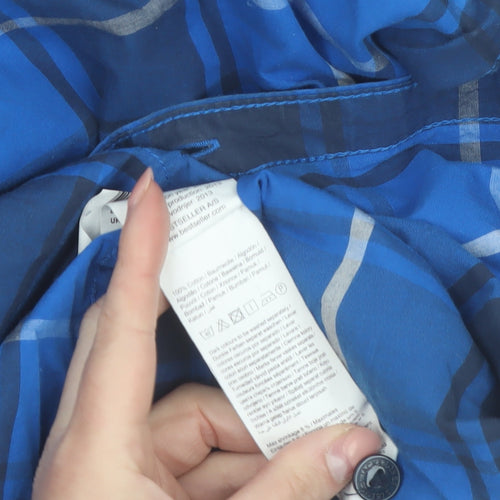 Jack & Jones Men's Blue Checked Cotton Long Sleeve Button-Up Shirt XL