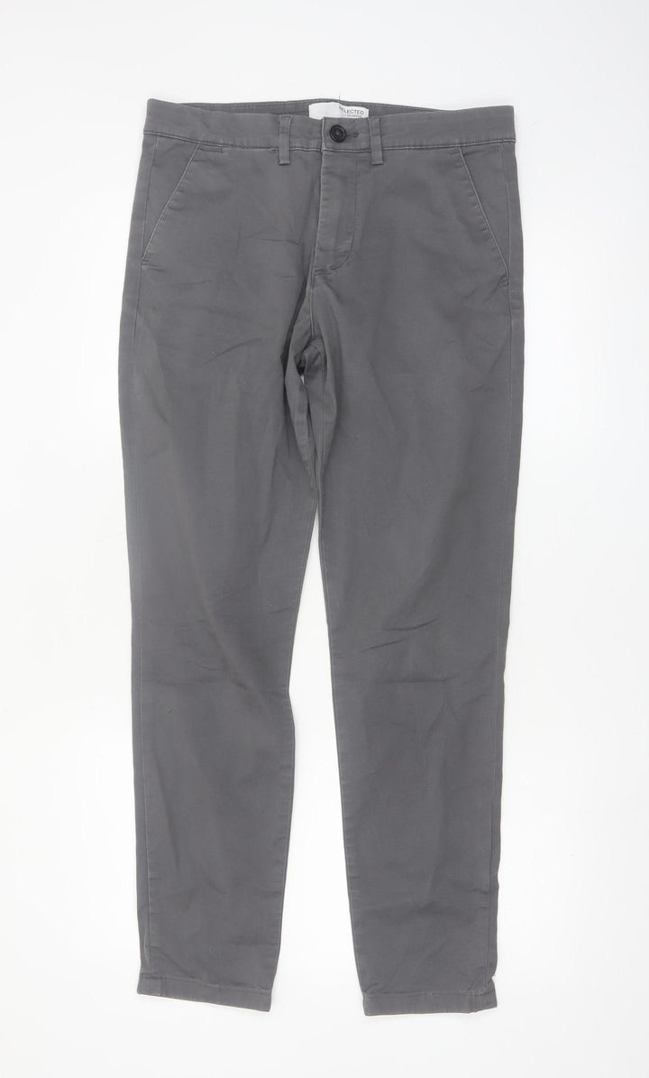 Selected Homme Men's Grey Slim Fit Chino Trousers Size M