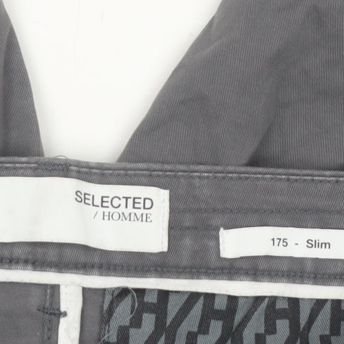 Selected Homme Men's Grey Slim Fit Chino Trousers Size M