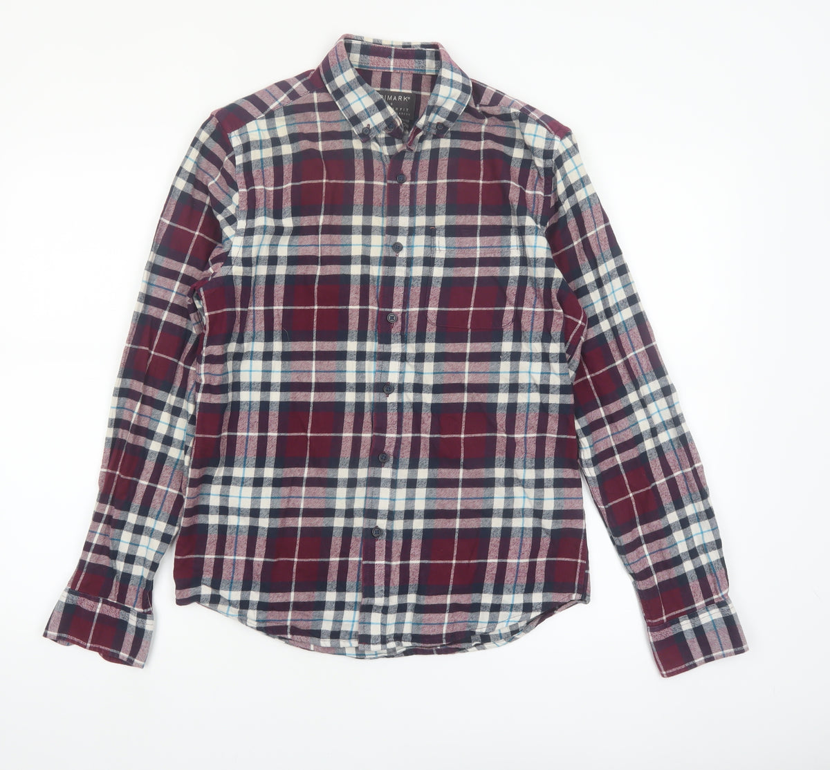 Primark Men's Multicoloured Check Cotton Flannel Shirt S Regular Fit