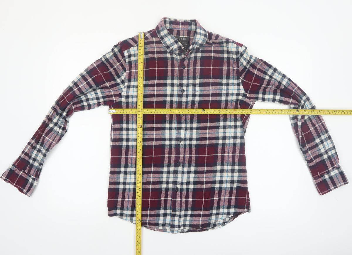 Primark Men's Multicoloured Check Cotton Flannel Shirt S Regular Fit