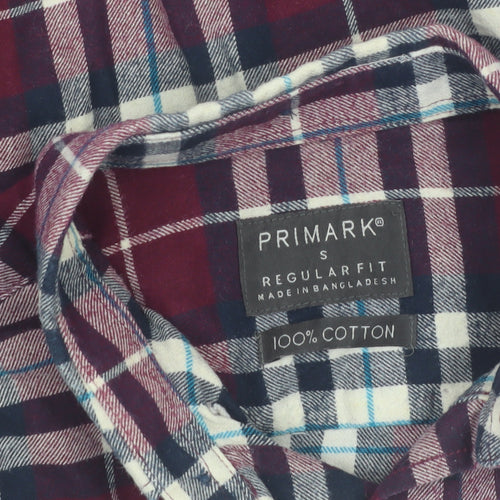 Primark Men's Multicoloured Check Cotton Flannel Shirt S Regular Fit