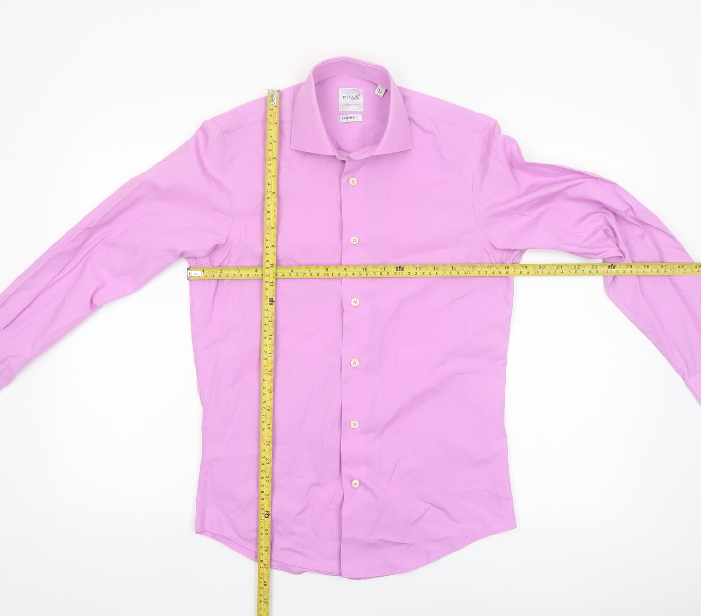Remus Uomo Men’s Pink Slim Fit Long Sleeve Cotton Shirt 14.5in