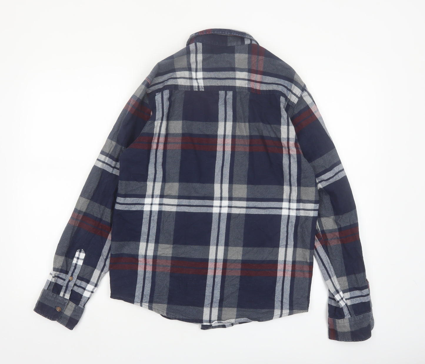 Brave Soul Men's Blue Plaid Cotton Flannel Long Sleeve Button-Up Shirt Small