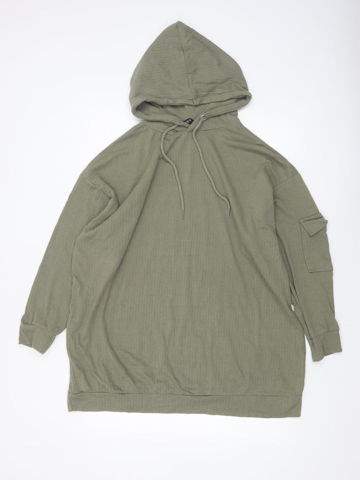 Yours Women's Khaki Long Sleeve Hooded Pullover Hoodie Size 20