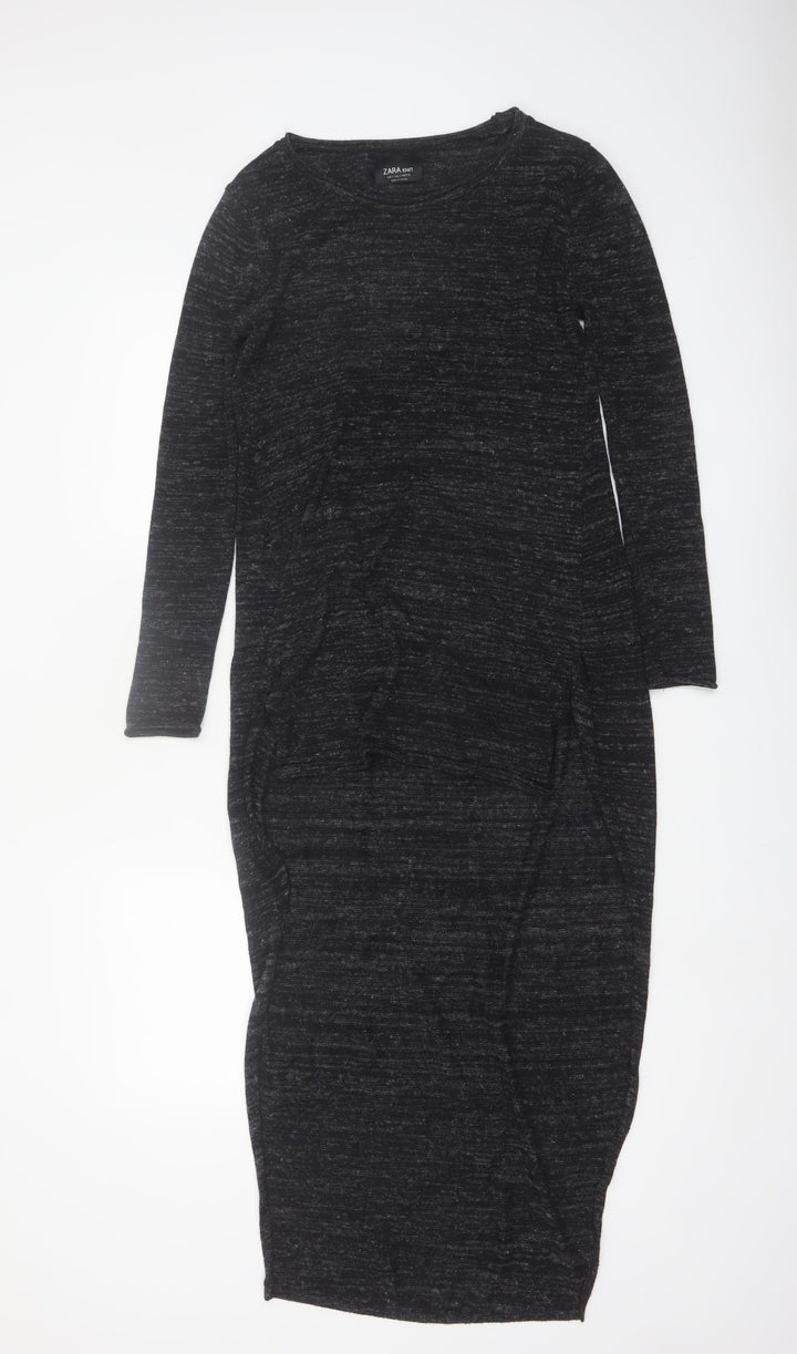 Zara Women Black Knit Slim Fit Long Sleeve Pullover Jumper S