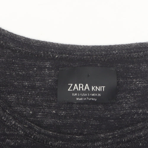 Zara Women Black Knit Slim Fit Long Sleeve Pullover Jumper S