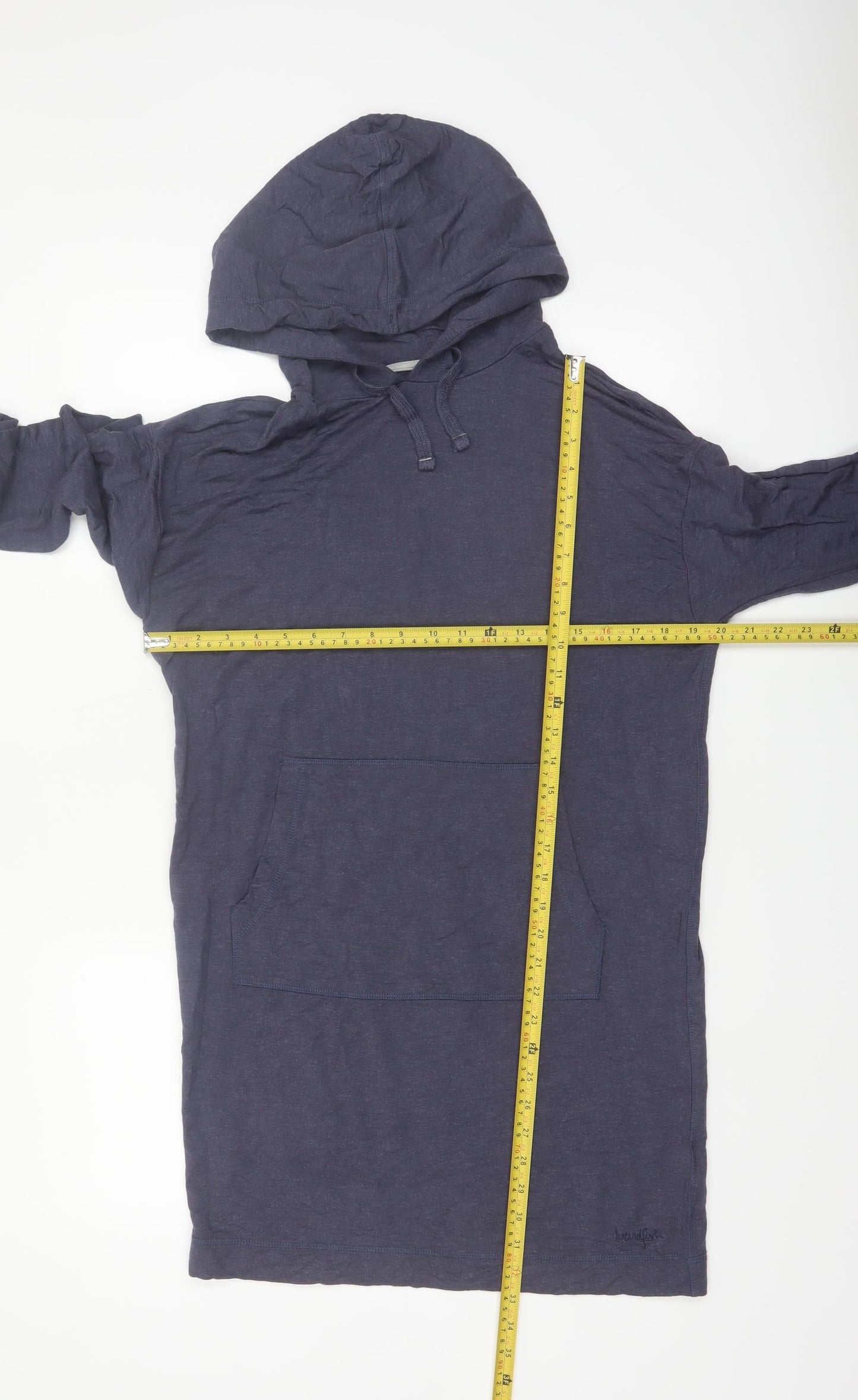 Weird Fish Women’s Navy Bamboo Hooded Tunic Hoodie Size 10