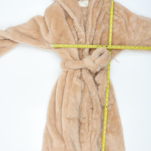 Marks and Spencer Women Beige Fleece Hooded Robe M Winter