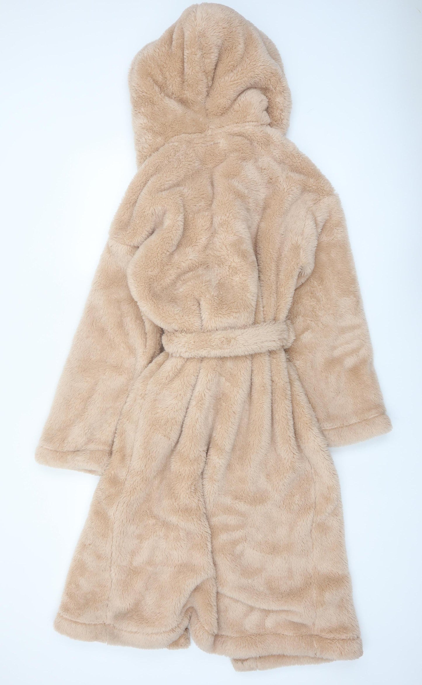 Marks and Spencer Women Beige Fleece Hooded Robe M Winter