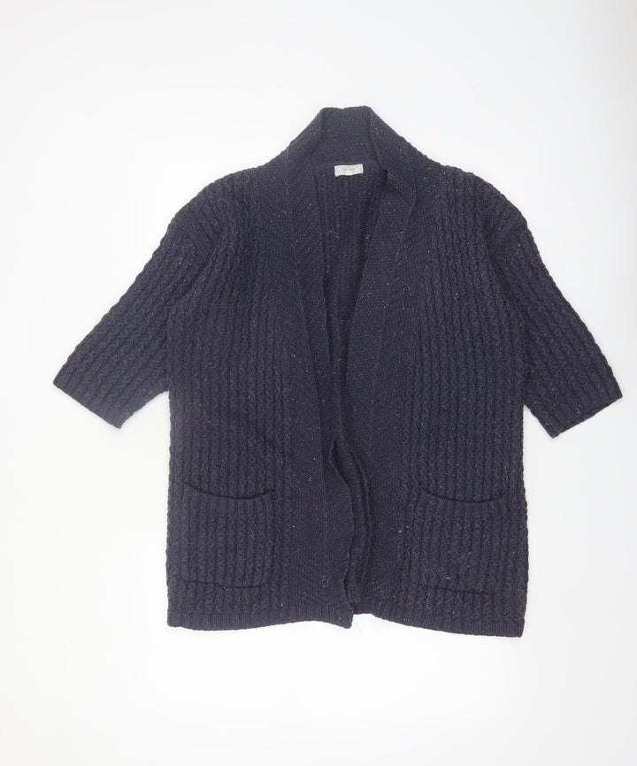 Fat Face Women's Blue Cable-Knit Open Front Cardigan Size 10