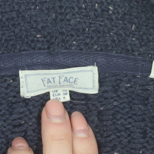 Fat Face Women's Blue Cable-Knit Open Front Cardigan Size 10