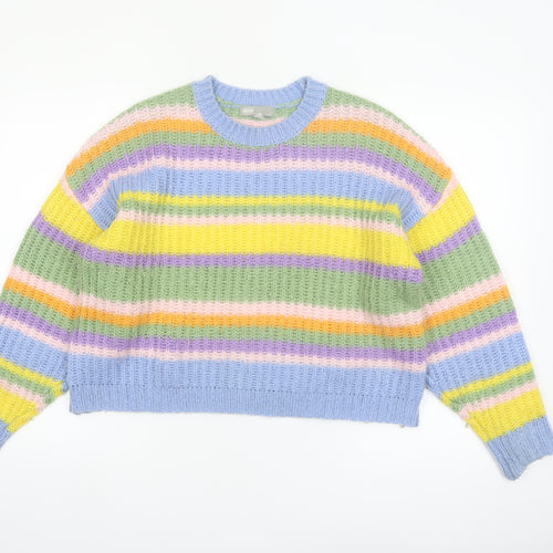 ASOS Women’s Multicoloured Striped Chunky-Knit Jumper Size 8