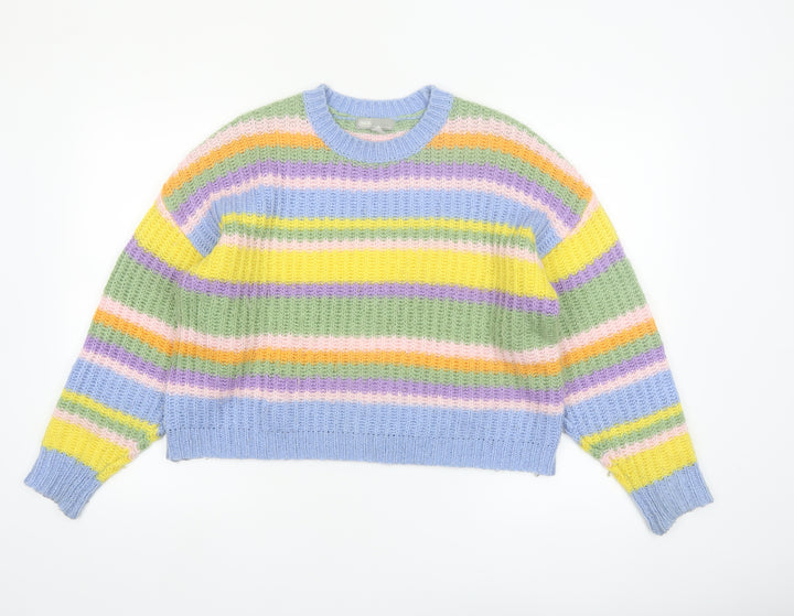 ASOS Women’s Multicoloured Striped Chunky-Knit Jumper Size 8