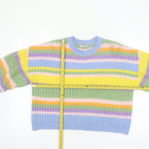 ASOS Women’s Multicoloured Striped Chunky-Knit Jumper Size 8