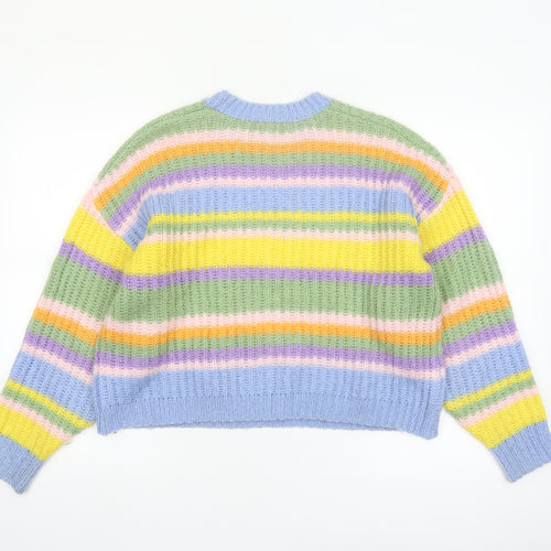 ASOS Women’s Multicoloured Striped Chunky-Knit Jumper Size 8