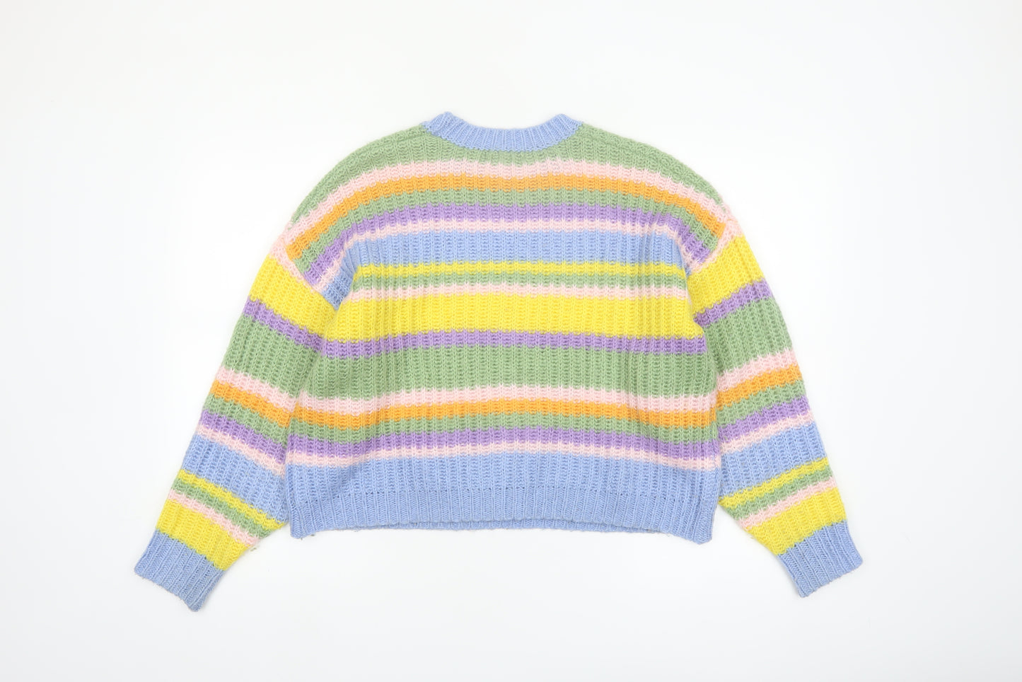 ASOS Women’s Multicoloured Striped Chunky-Knit Jumper Size 8