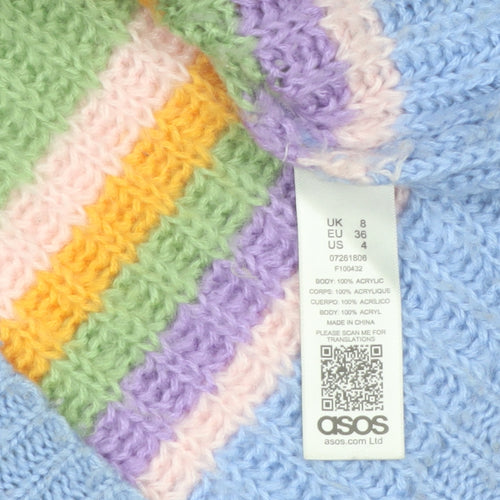 ASOS Women’s Multicoloured Striped Chunky-Knit Jumper Size 8
