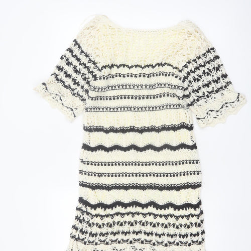 Zara Women’s Black & White Crochet Knit Short Dress XS