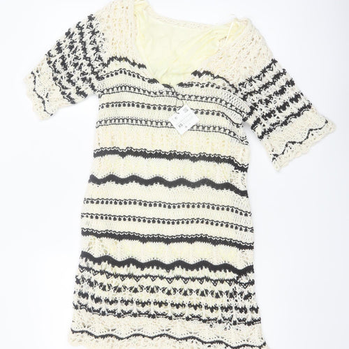 Zara Women’s Black & White Crochet Knit Short Dress XS