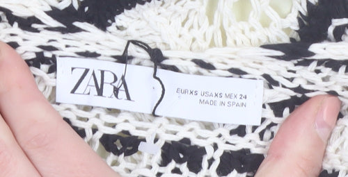 Zara Women’s Black & White Crochet Knit Short Dress XS