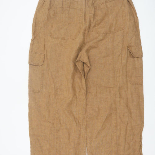 Marks and Spencer Women Brown Linen Cargo Trousers Size 20 Short