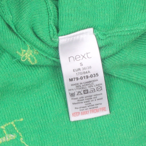 Next Women’s Green Embroidered Crew Neck Long Sleeve Knit Top Size S