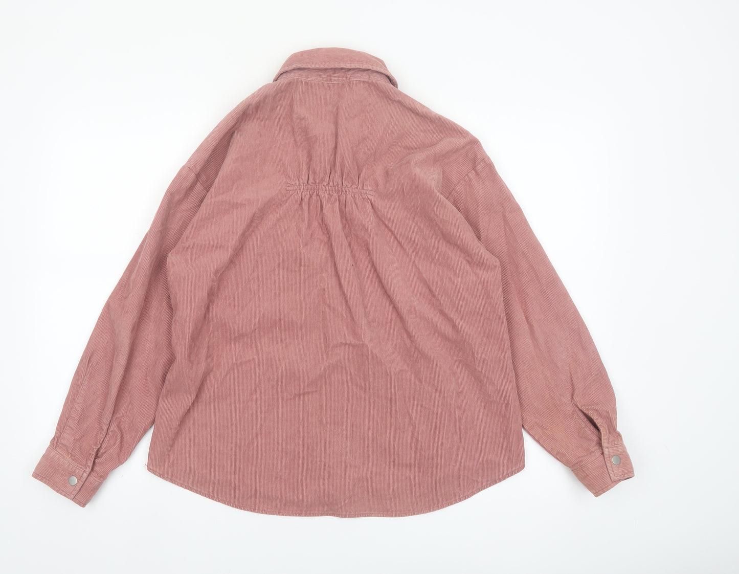 ZARA Women Pink Corduroy Button-Up Shirt XS