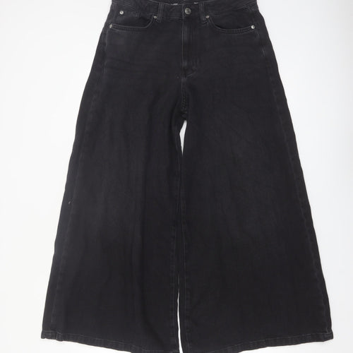 Marks and Spencer Women's Black Wide-Leg Jeans Size 12 Short