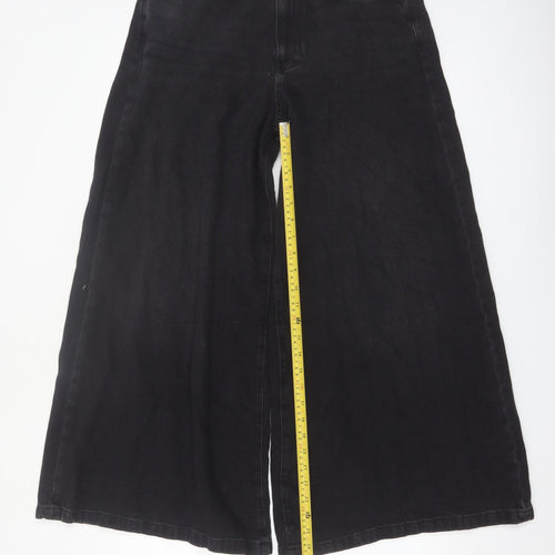 Marks and Spencer Women's Black Wide-Leg Jeans Size 12 Short