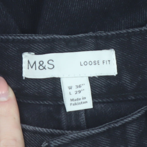 Marks and Spencer Men's Black Loose Fit Jeans 36W 29L Denim