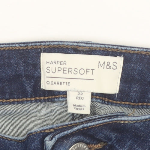 Marks and Spencer Women Blue Size 22 Regular Harper Supersoft Cigarette Jeans