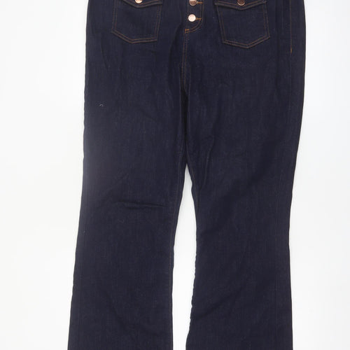 Tu Women’s Dark Blue Bootcut Jeans Size 16 High Rise Denim